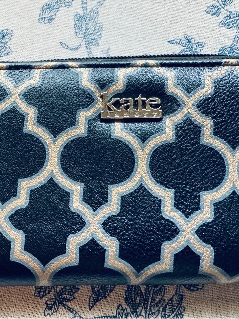 Kate Landry Mini Continental Zip around   Trellis Wallet with Key Holder